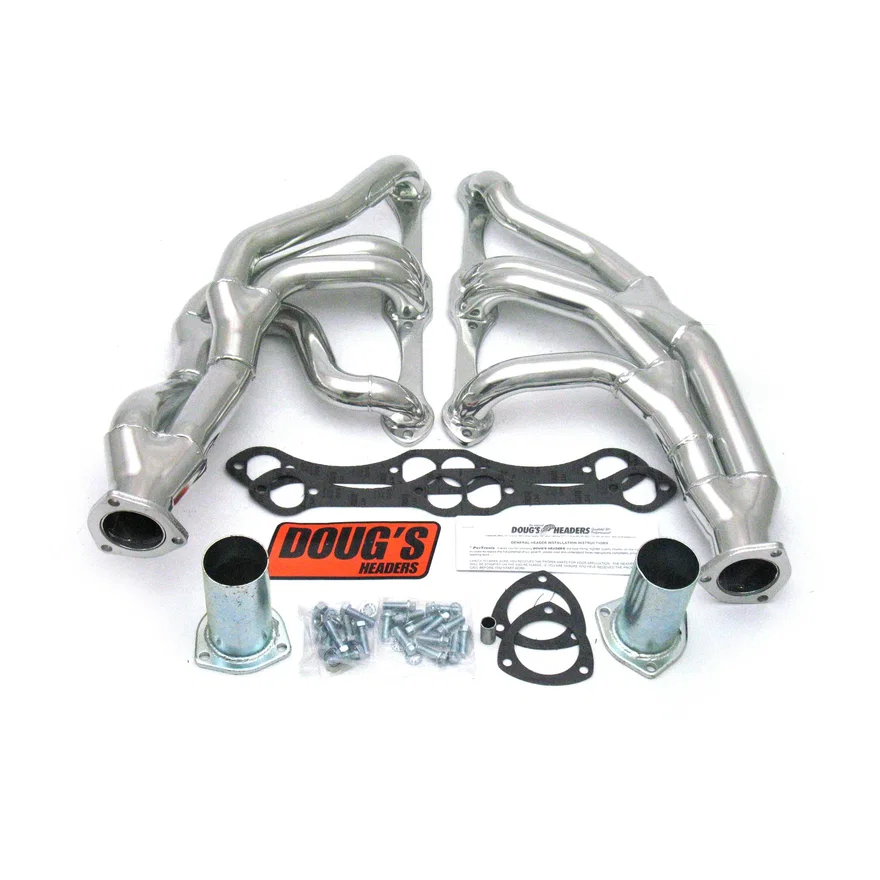 Long Tube Header 62-67 Nova 265-400 SBC 1 5/8-2" Primary 2 1/2" Collector Silver Ceramic Coated for Chevrolet Chevy II