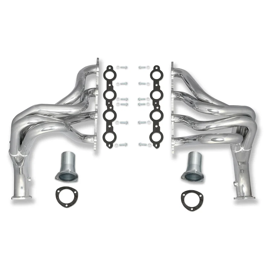 Fenderwell Header 62-67 Nova 4.8-6.2L LS Engine Swap 1 3/4" Primary 3" Collector Silver Ceramic Coated for Chevrolet Chevy II
