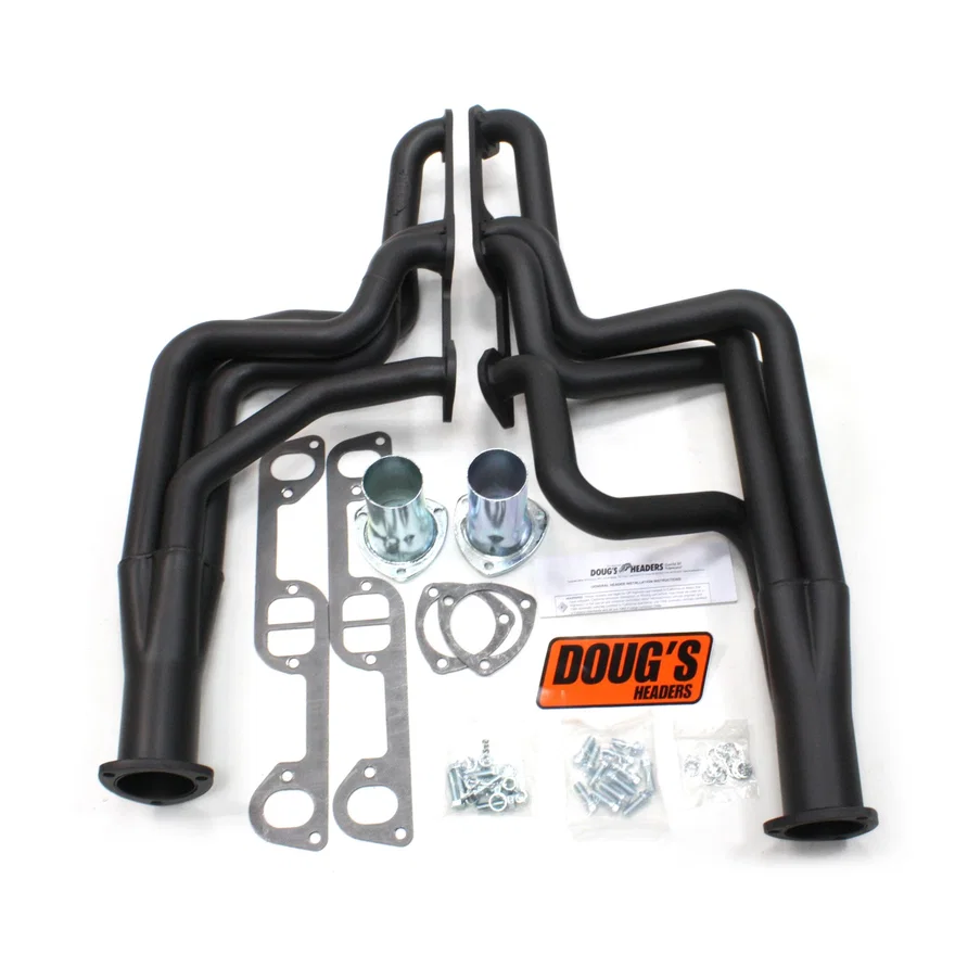 Long Tube Header 68-72 GTO 326-455 W/O EGR/A.I.R. 1 3/4" Primary 3" Collector Black Hi Temp Coated for Pontiac