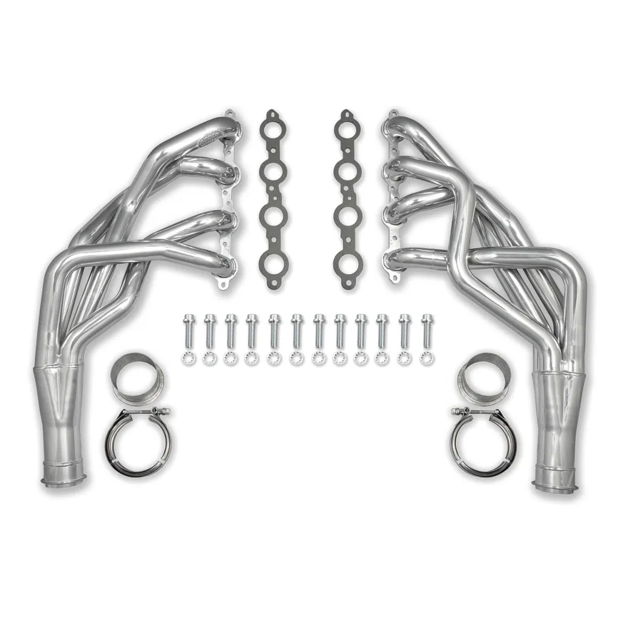 Long Tube Header 67-69 F Body, 68-74 X Body 4.8-6.2L LS Engine Swap 1 7/8" Primary 3" Collector Silver Ceramic Coated