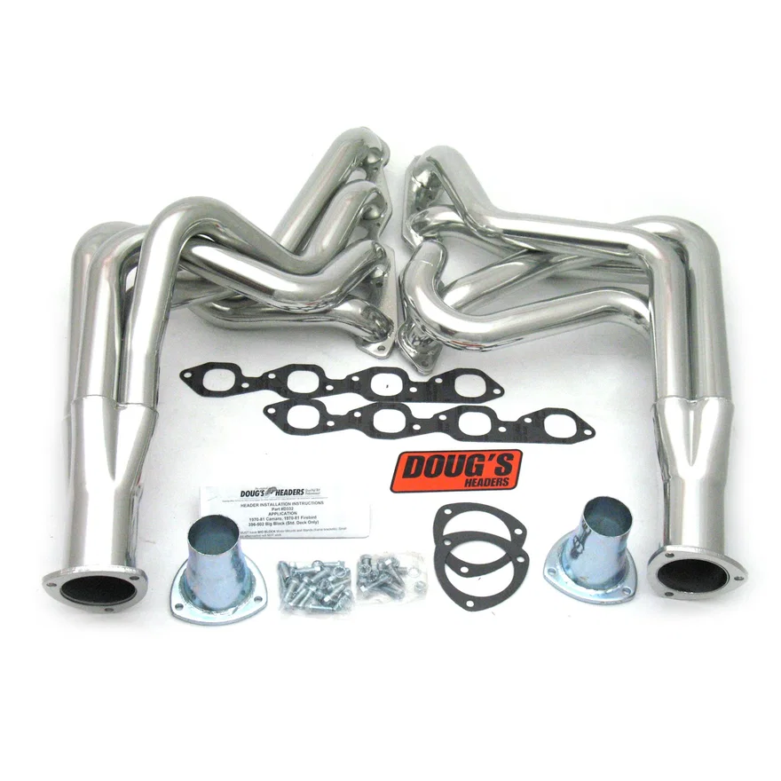 Long Tube Header 70-81 GM F Body 396-502 BBC Non Cat, no EGR or A.I.R. 2 1/8" Primary 3 1/2" Collector Silver Ceramic Coated
