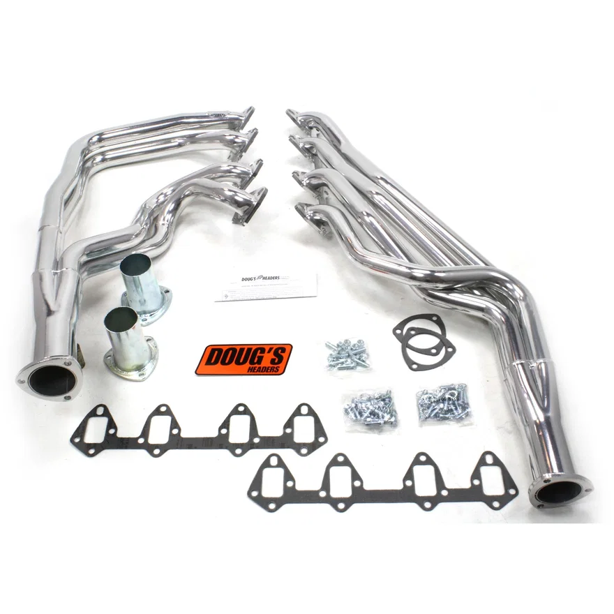 Long Tube Header 66-69 Ford 390-428 FE Motor Automatic Trans 1 3/4" Primary 3" Collector Silver Ceramic Coated