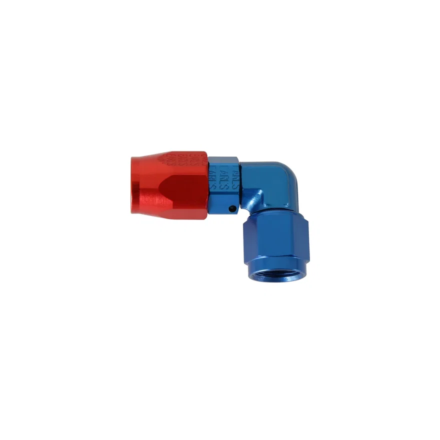 90 Degree Swivel-Seal® Hose End -6 AN - Red/Blue - Clamshell Package