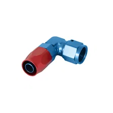 90 Degree Swivel-Seal® Hose End -8 AN - Red/Blue - Clamshell Package image 2