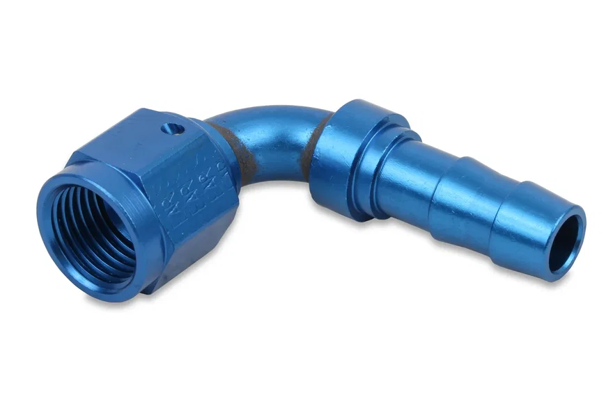 Auto-Crimp Hose End - 90 Degree - Size -16 - Blue