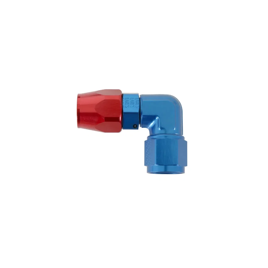 90 Degree Swivel-Seal® Hose End -10 AN - Red/Blue - Clamshell Package