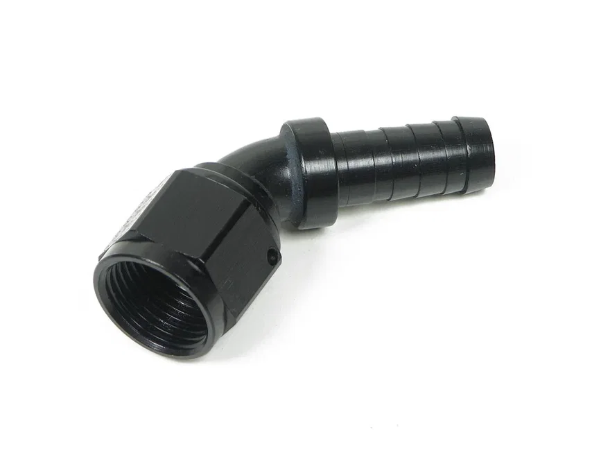 Auto-Crimp Hose End - 45 Degree - Size -12 - Black