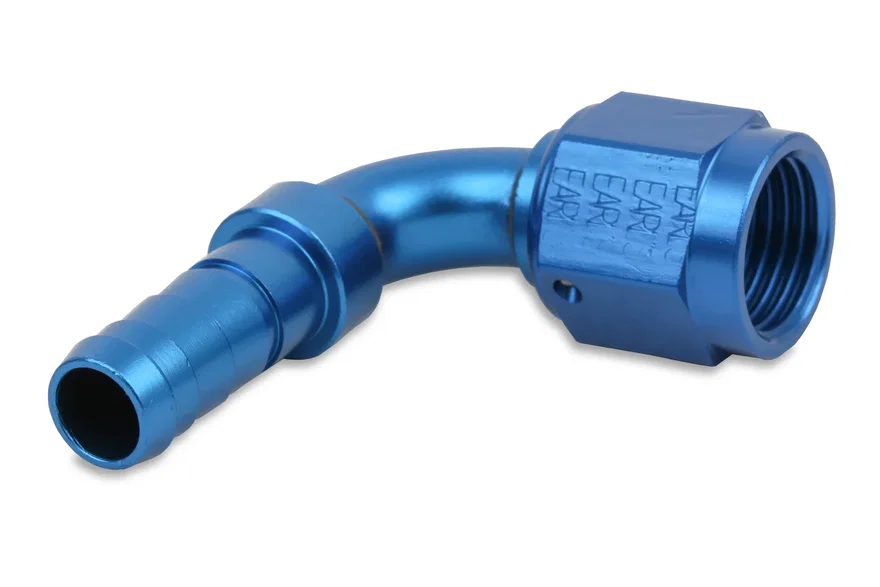 Auto-Crimp Hose End - 90 Degree - Size -6 - Blue