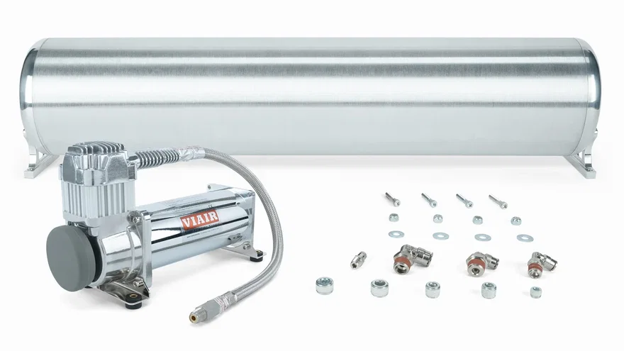 28" FLO Tank w/ Viair 444c Compressor, 1/4" & 3/8" fittings and tank mounting hardware