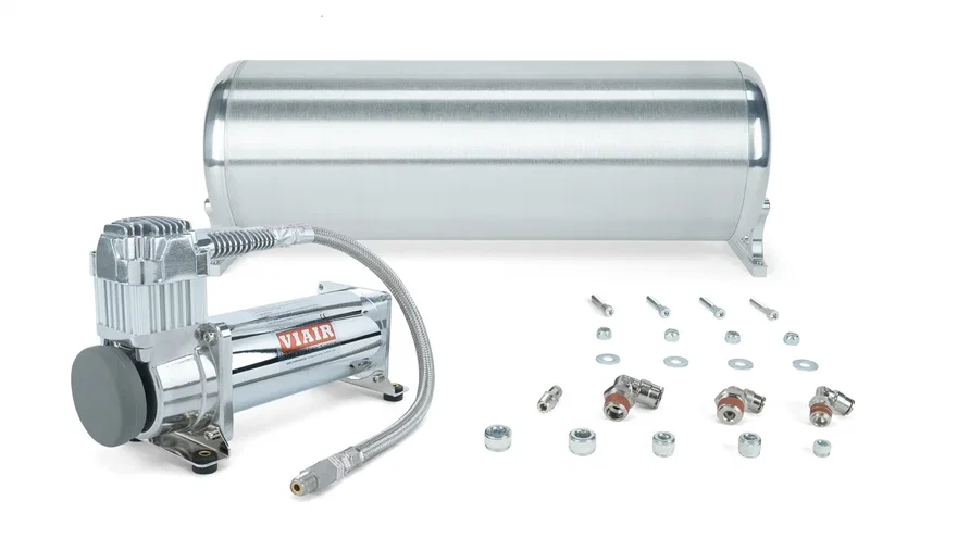 18" FLO Tank w/ Viair 444c Compressor, 1/4" & 3/8" fittings and tank mounting hardware