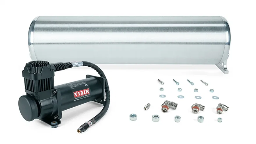 24" FLO Tank w/ Viair 444c black Compressor, 1/4" & 3/8" fittings and tank mounting hardware