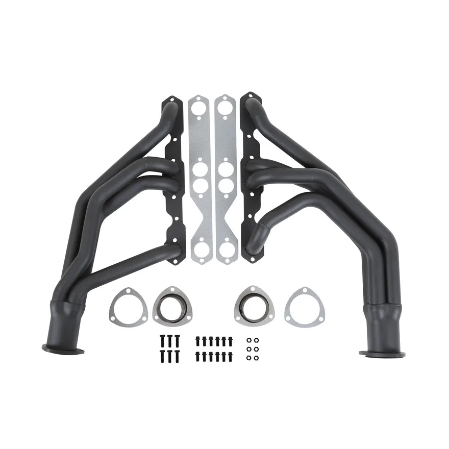 Long Tube Header - Black Paint for Chevrolet Chevy II