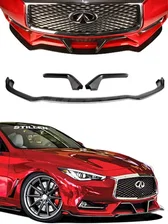 Infiniti Q60 Front Splitter & Winglets Matte Black For 2017-2021 Infiniti Q60 Stillen image 1
