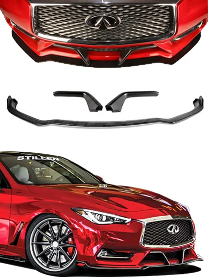 Infiniti Q60 Front Splitter & Winglets Matte Black For 2017-2021 Infiniti Q60 Stillen