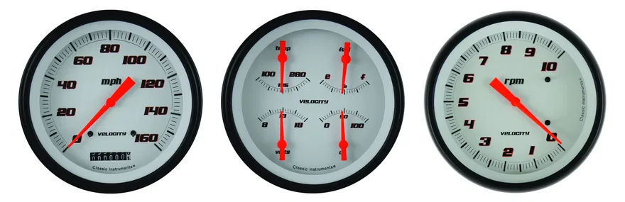 Velocity White Three Gauge Set