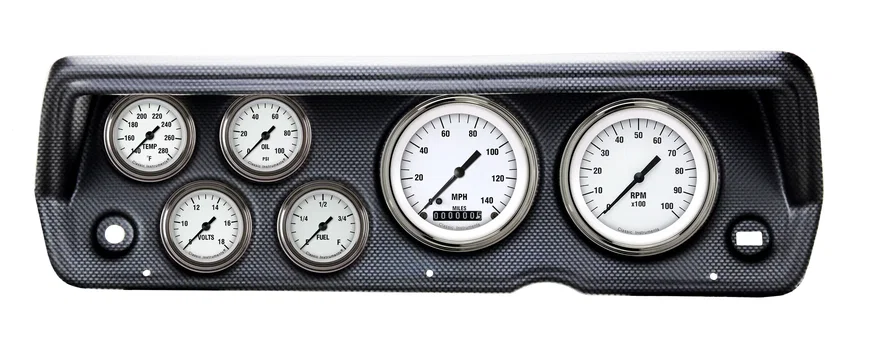 1970-76 Duster White Hot Full Sweep Six Gauge Set Mopar