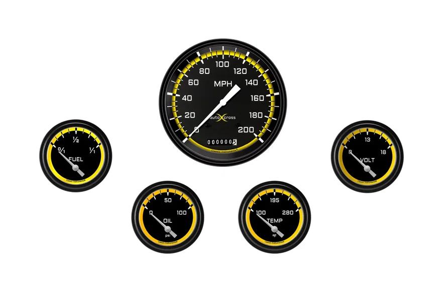 AutoCross Yellow Five Gauge Set