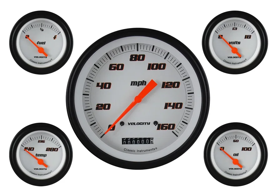 Velocity White Five Gauge Set