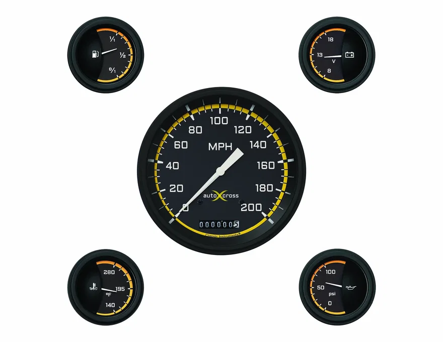 Autocross Yellow Six Gauge Set