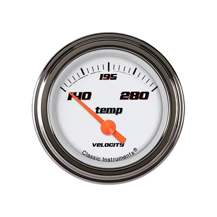 Velocity White 2-1/8" Water Temperature Gauge