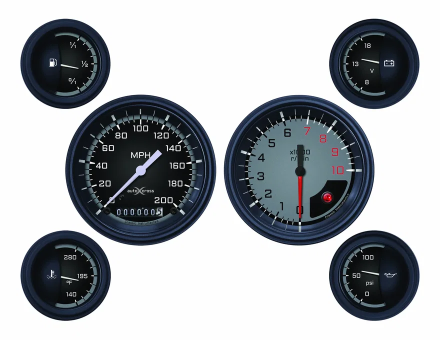 Autocross Gray Six Gauge Set