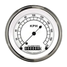 White 3" Speedometer Gauge (200 KPH) image 1