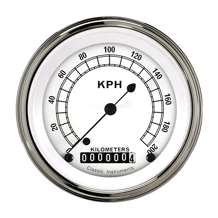 White 3" Speedometer Gauge (200 KPH)
