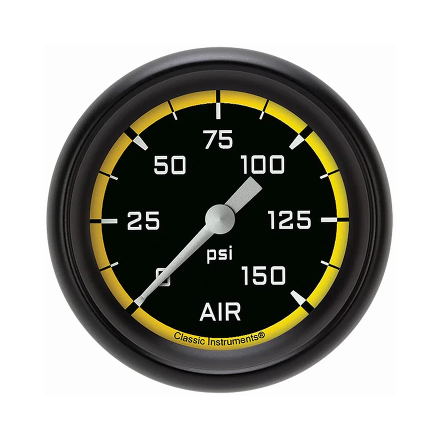 Autocross Yellow 2-5/8" Air Pressure Gauge