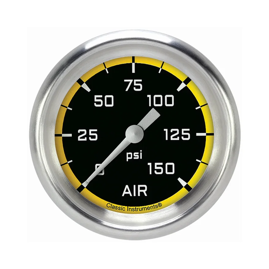 Autocross Yellow 2-5/8" Air Pressure Gauge