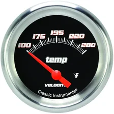 Velocity Black 2-5/8" Short Sweep Water Temp Gauge image 1
