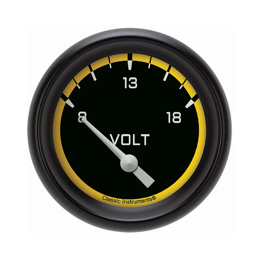 Autocross Yellow 2-5/8" Volt Gauge