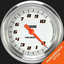 Velocity White 2-5/8" Tachometer Gauge image 1