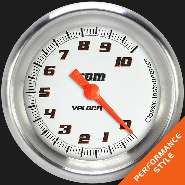 Velocity White 2-5/8" Tachometer Gauge