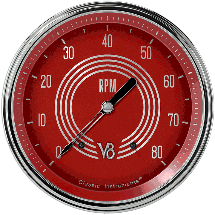 V8 Red Steelie 5" Tachometer Gauge (8000 RPM)