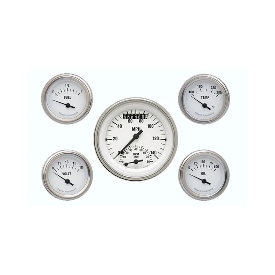 White Hot 3" Ultimate With 2-1/8" Fuel/Temp/Volt/Oil GM