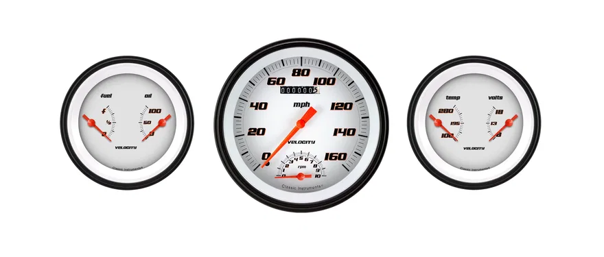 Velocity White Three Gauge Set