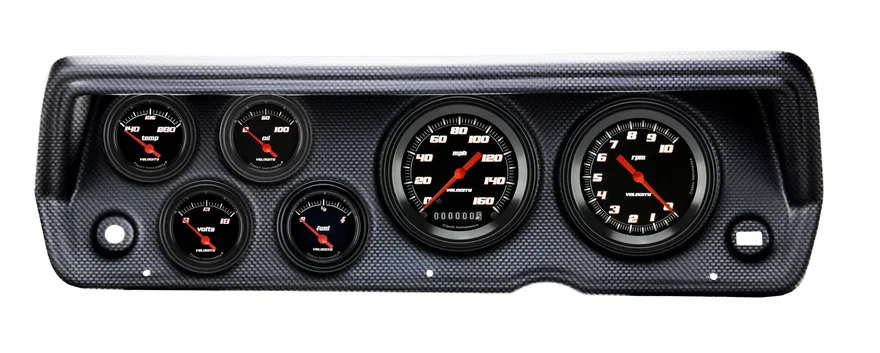 1970-76 Duster Velocity Black Six Gauge Set Mopar