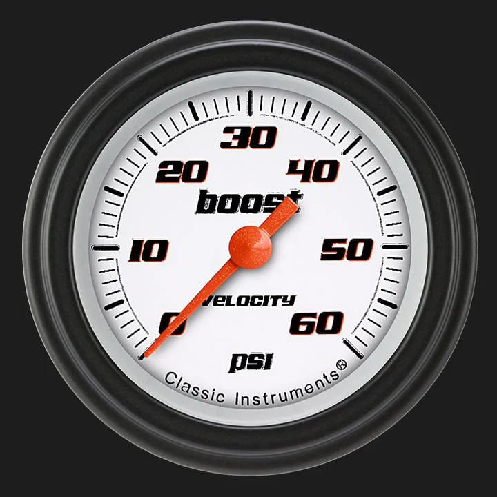 Velocity White 2-1/8" Boost Gauge (60 PSI)