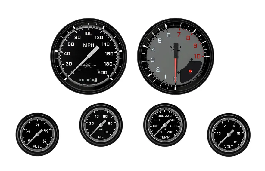 AutoCross Gray Six Gauge Set