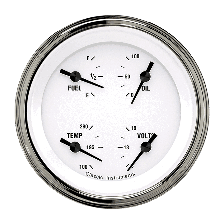 White Hot 3" Quad Gauge (1975-2010 Ohm)