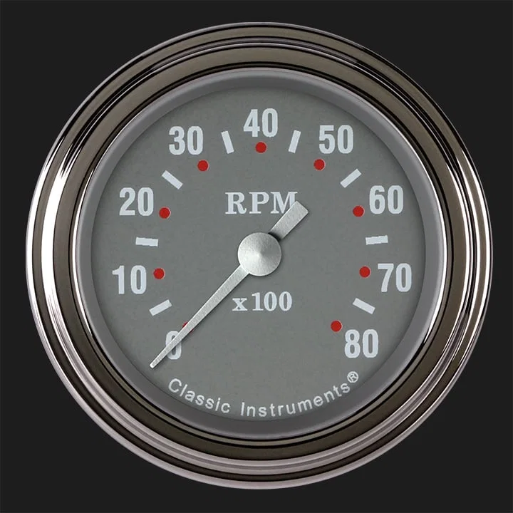 Silver Gray 2-1/8" Tachometer Gauge