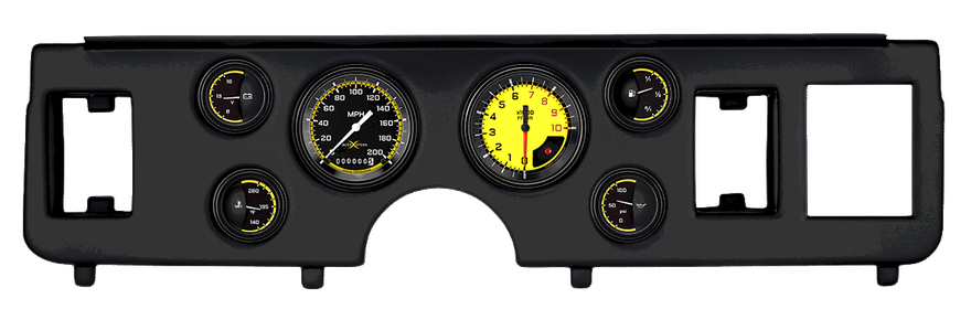 AutoCross Yellow Series Short Sweep Gauge Set for Ford Mustang