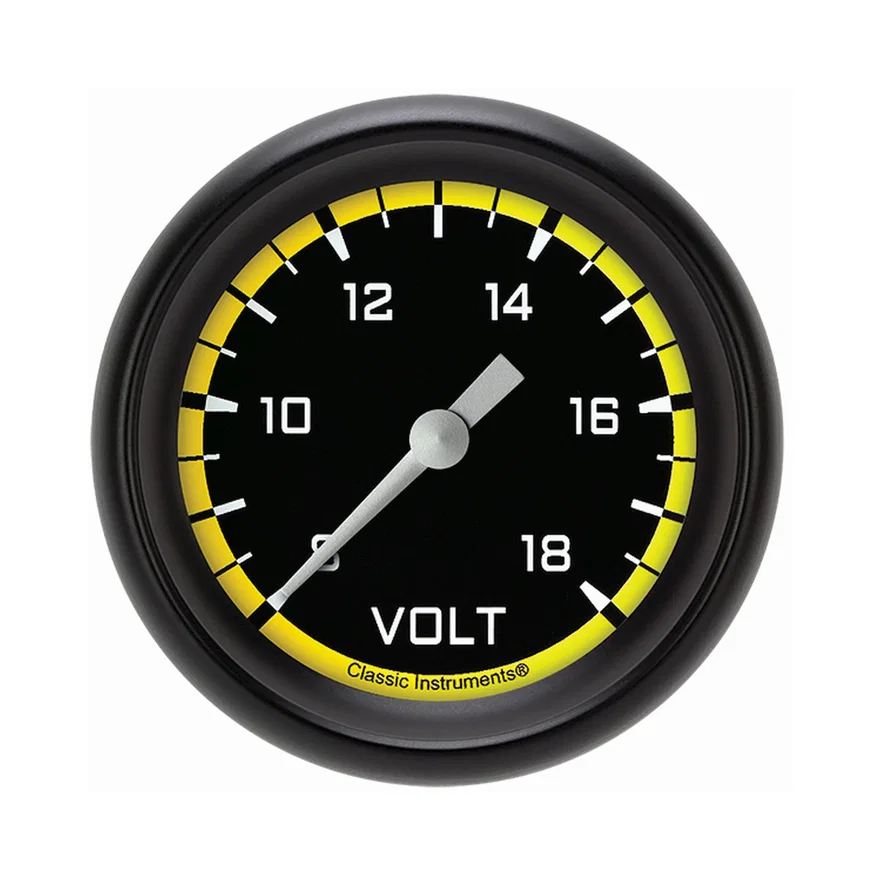 Autocross Yellow 2-5/8" Volt Gauge