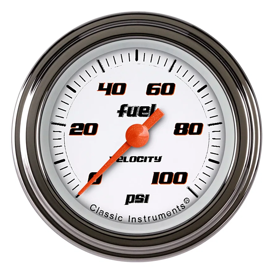 Velocity White 2-1/8" Fuel Pressure Electric Gauge (100 PSI)