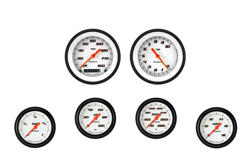 Velocity White Six Gauge Set