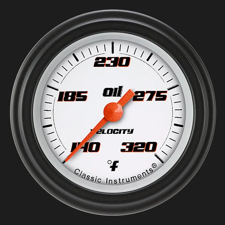 Velocity White 2-1/8" Oil Temperature Gauge