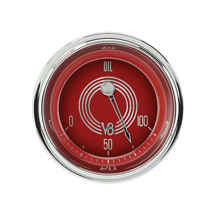 V8 Red Steelie 2-1/8" Oil Pressure