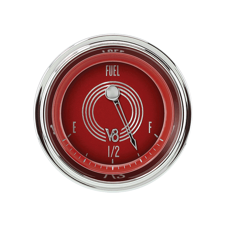 V8 Red Steelie 2-1/8" Fuel Level Gauge