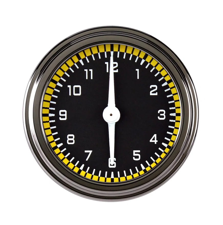 Autocross Yellow 2-1/8" Clock W/Reset