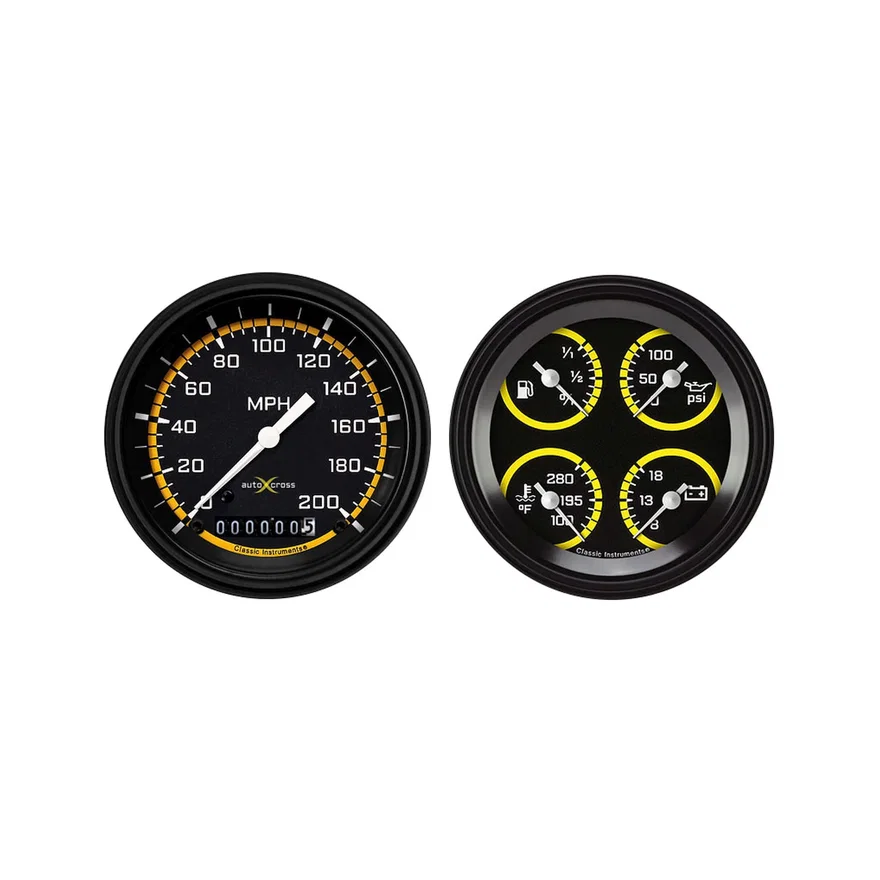 Autocross Yellow Six Gauge Set